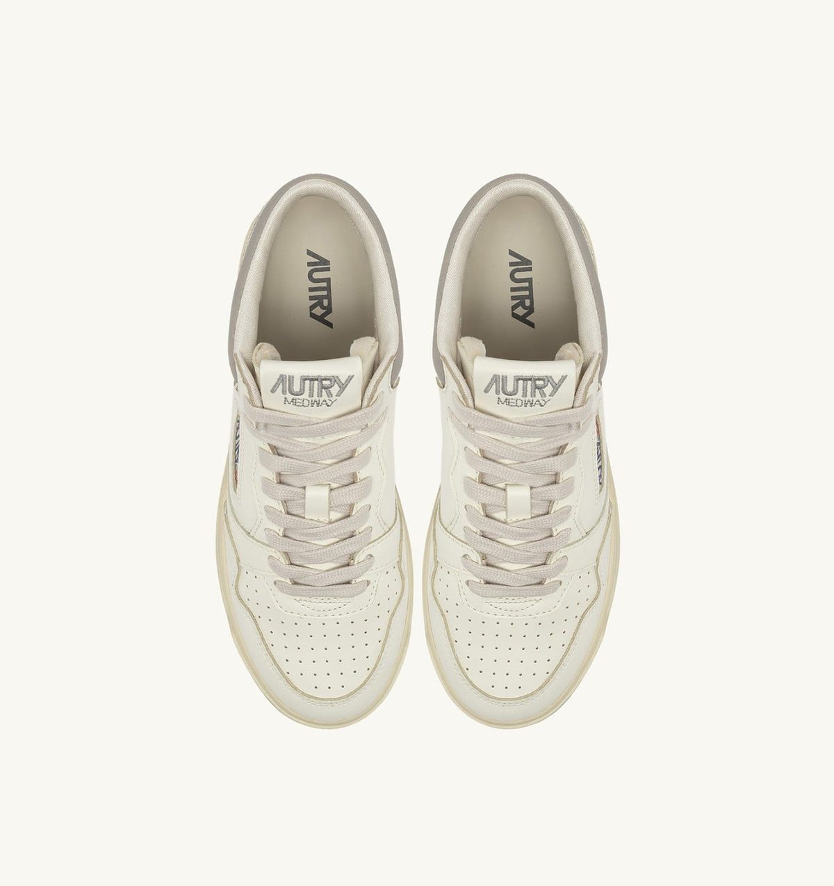 AUTRY Man MED-WAY SNEAKERS IN LEATHER COLOR MARSHMALLOW AND VAPOR