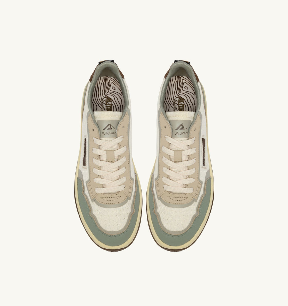 AUTRY Man WILDPACE LOW SNEAKERS IN MARSHMALLOW AND SEA GRASS CORDURA AND LEATHER