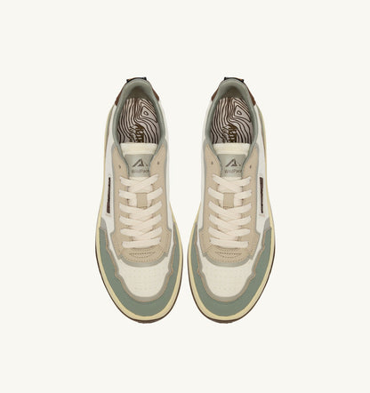 AUTRY Man WILDPACE LOW SNEAKERS IN MARSHMALLOW AND SEA GRASS CORDURA AND LEATHER