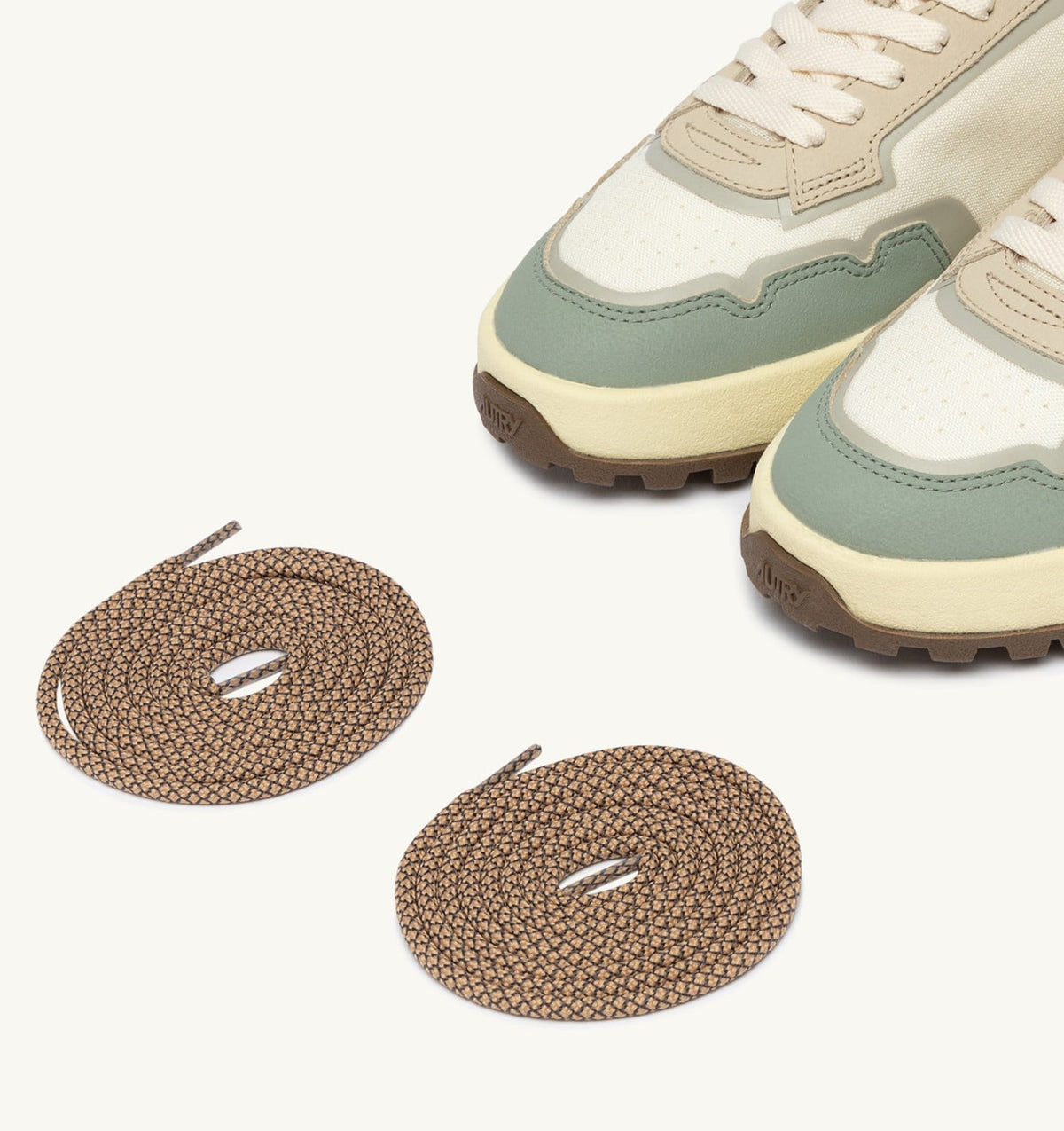 AUTRY Man WILDPACE LOW SNEAKERS IN MARSHMALLOW AND SEA GRASS CORDURA AND LEATHER