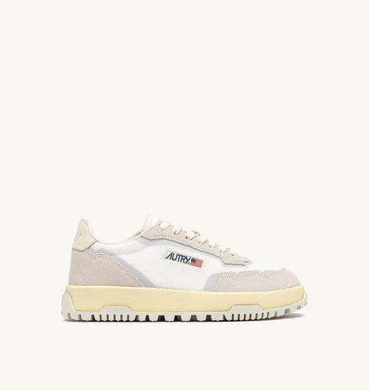 AUTRY Man WILDPACE LOW SNEAKERS IN WHITE AND MARSHMALLOW DRAGON MESH AND SUEDE