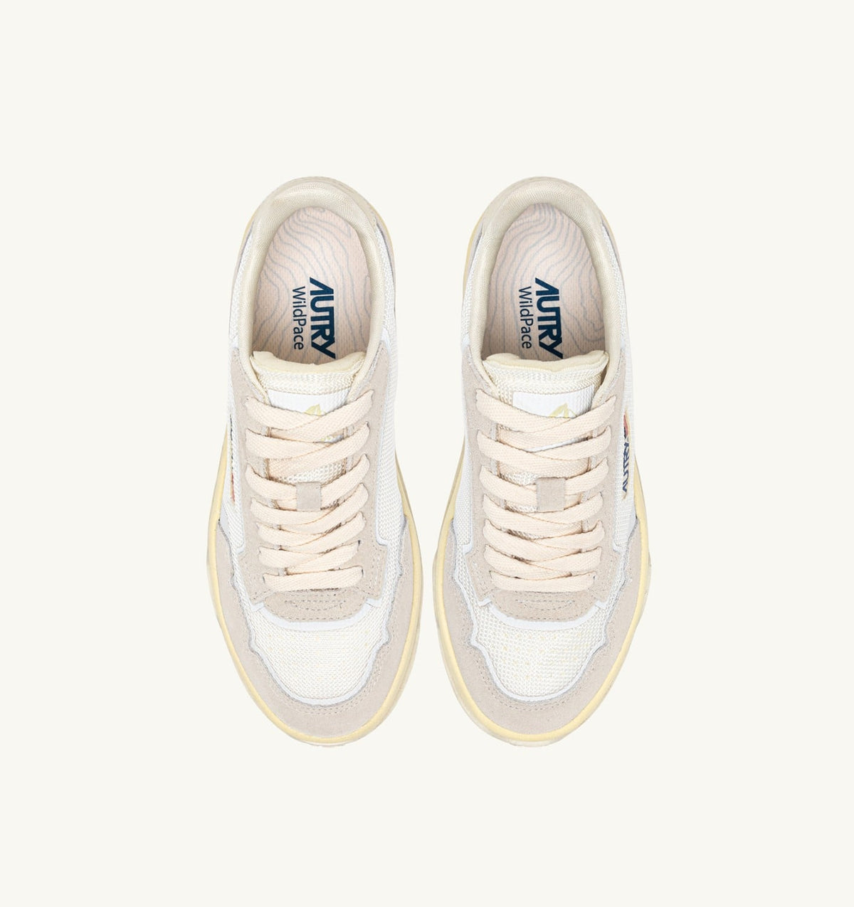 AUTRY Man WILDPACE LOW SNEAKERS IN WHITE AND MARSHMALLOW DRAGON MESH AND SUEDE