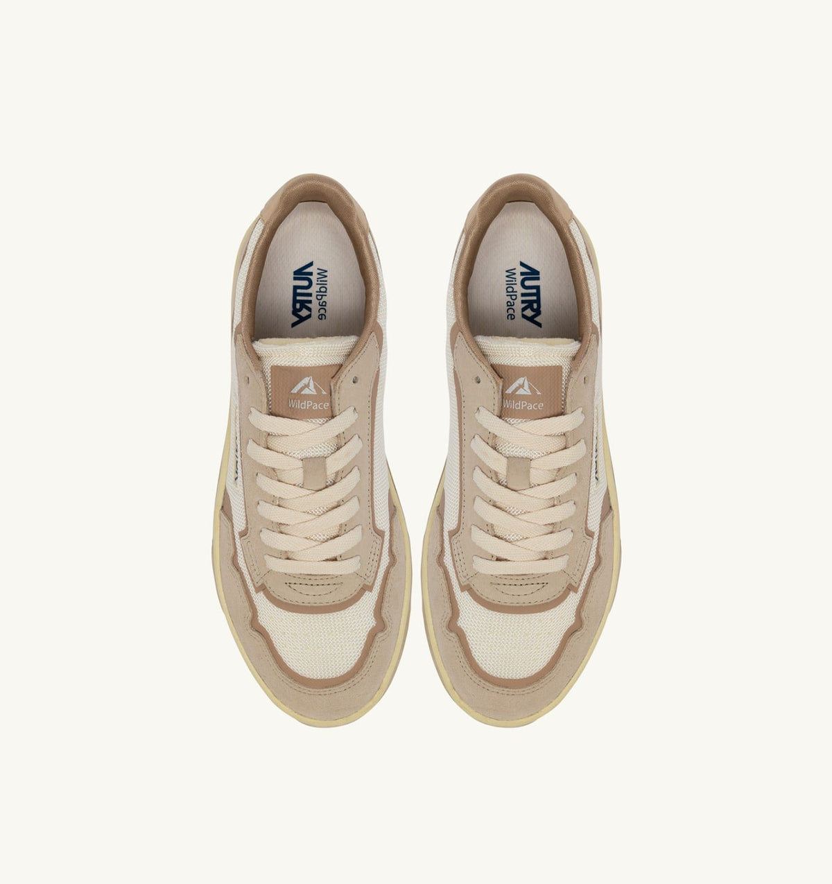 AUTRY Man WILDPACE LOW SNEAKERS IN WHISPER WHITE AND SAND DRAGON MESH AND SUEDE