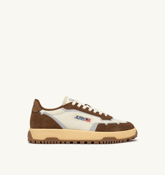 AUTRY Man WILDPACE SNEAKERS IN MARSHMALLOW AND CIGAR DRAGON MESH AND SUEDE