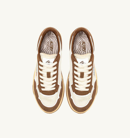 AUTRY Man WILDPACE SNEAKERS IN MARSHMALLOW AND CIGAR DRAGON MESH AND SUEDE