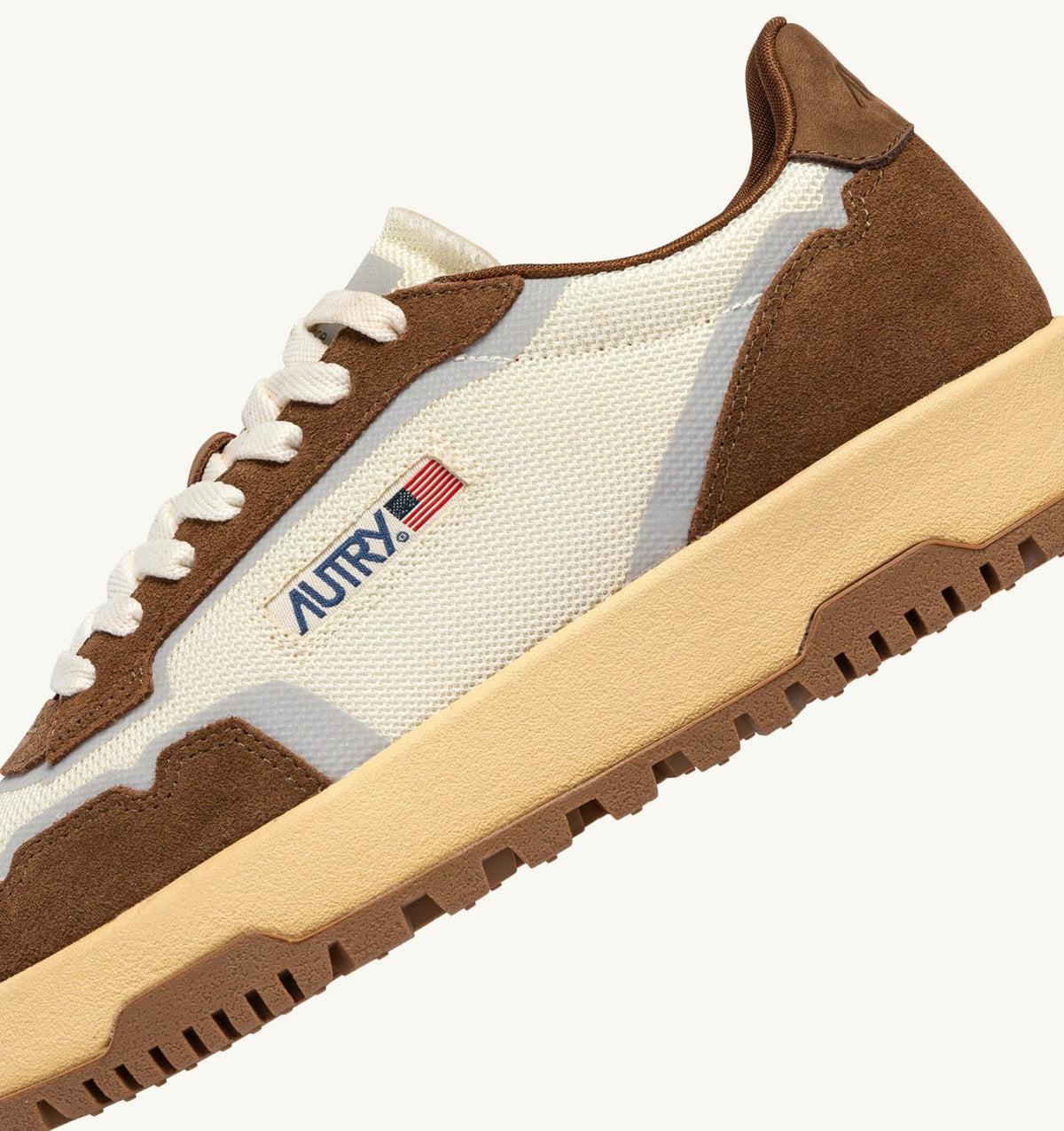 AUTRY Man WILDPACE SNEAKERS IN MARSHMALLOW AND CIGAR DRAGON MESH AND SUEDE