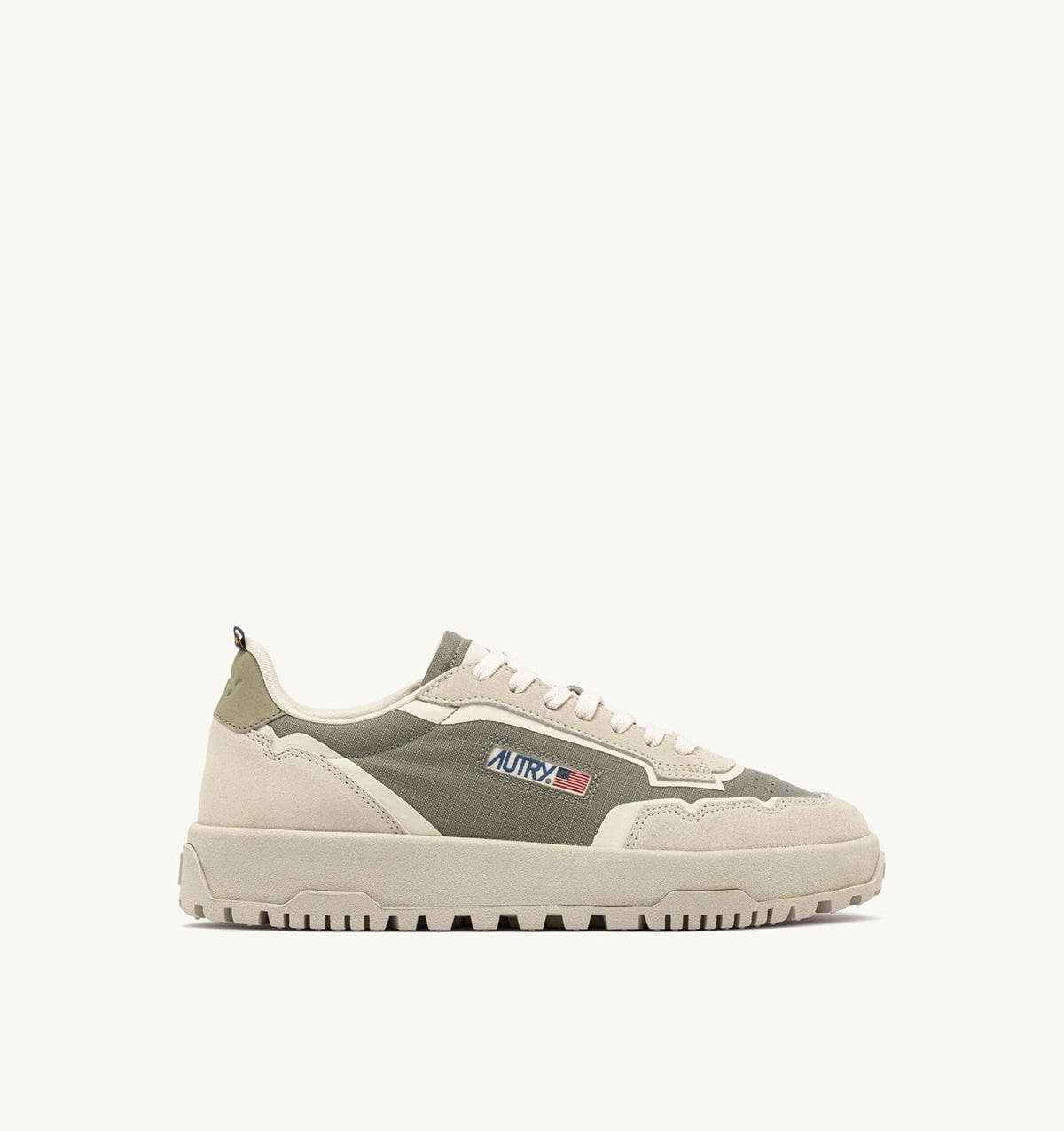 AUTRY Man WILDPACE LOW SNEAKERS IN ELM AND WHITE CORDURA AND SUEDE