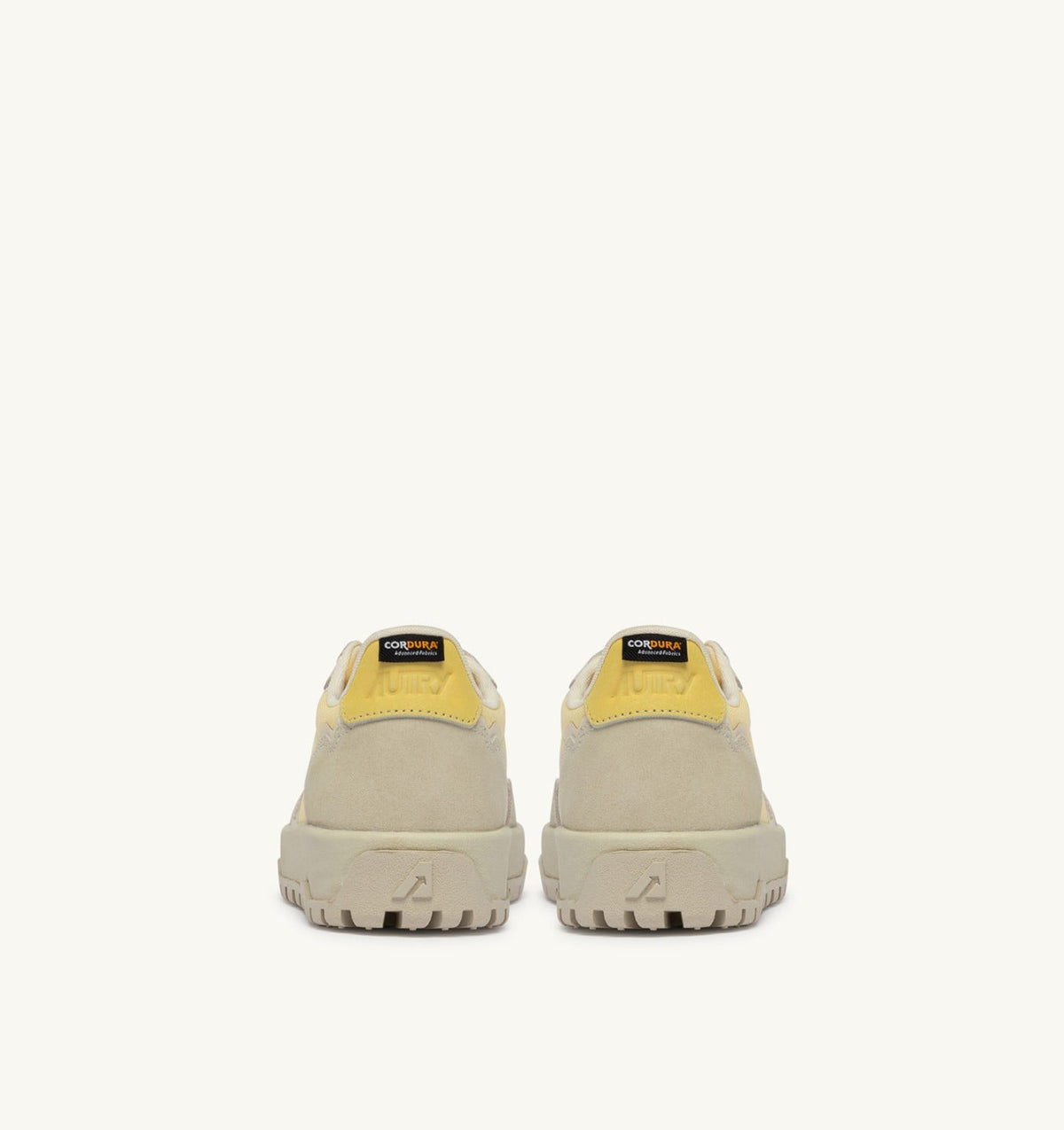 AUTRY Man WILDPACE LOW SNEAKERS IN WHITE AND LEMON MERINGUE CORDURA AND SUEDE
