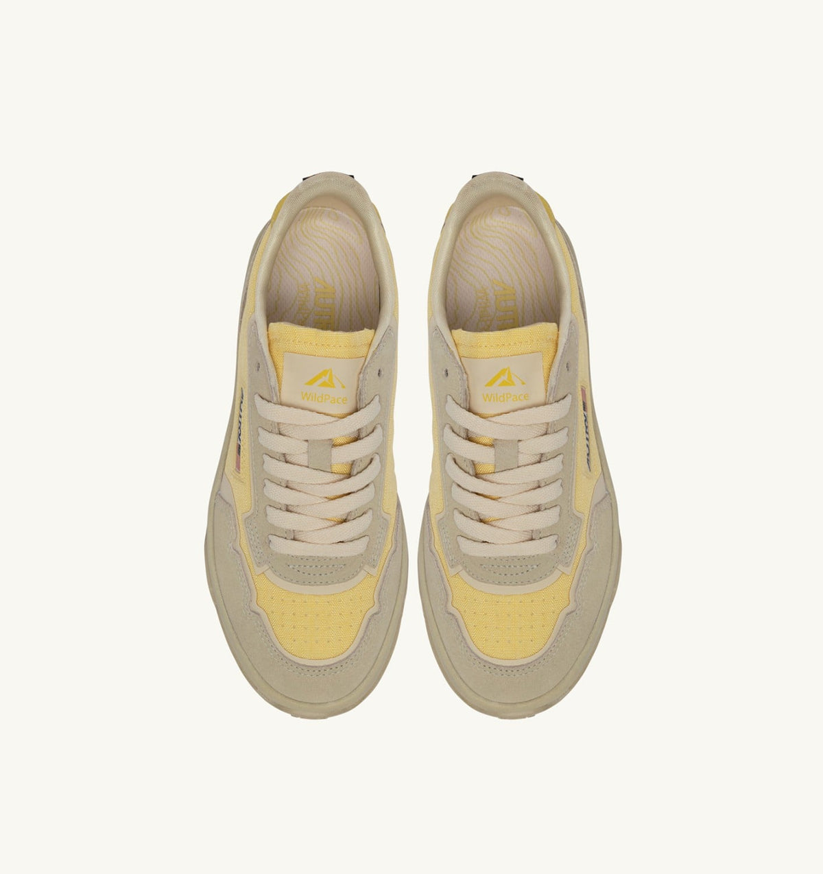 AUTRY Man WILDPACE LOW SNEAKERS IN WHITE AND LEMON MERINGUE CORDURA AND SUEDE