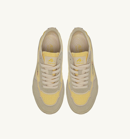 AUTRY Man WILDPACE LOW SNEAKERS IN WHITE AND LEMON MERINGUE CORDURA AND SUEDE