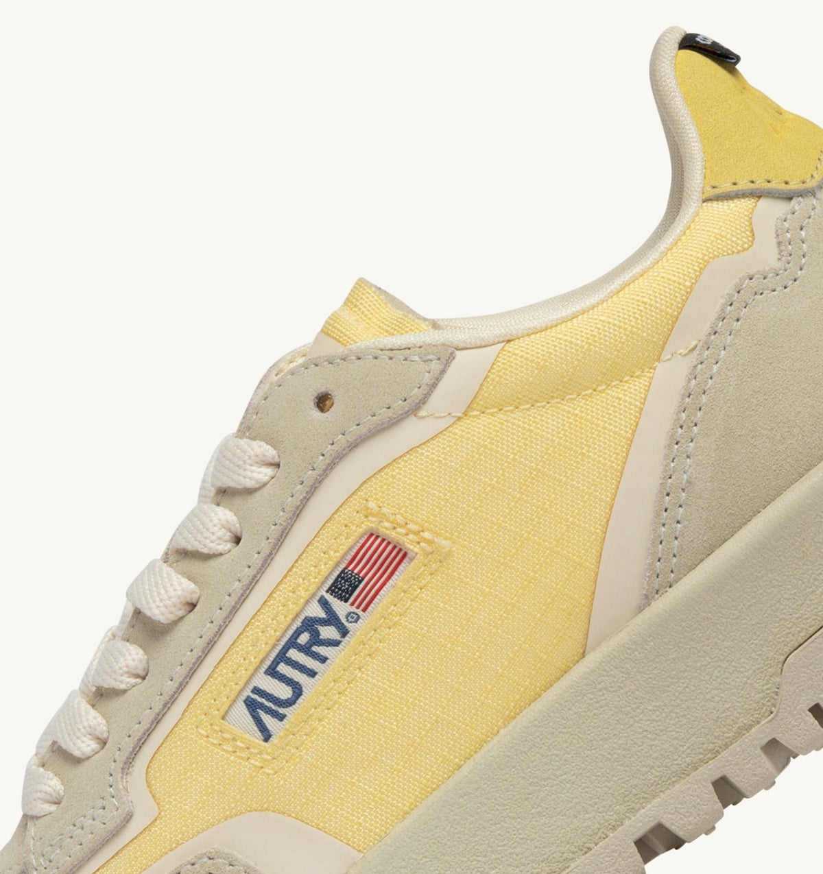 AUTRY Man WILDPACE LOW SNEAKERS IN WHITE AND LEMON MERINGUE CORDURA AND SUEDE