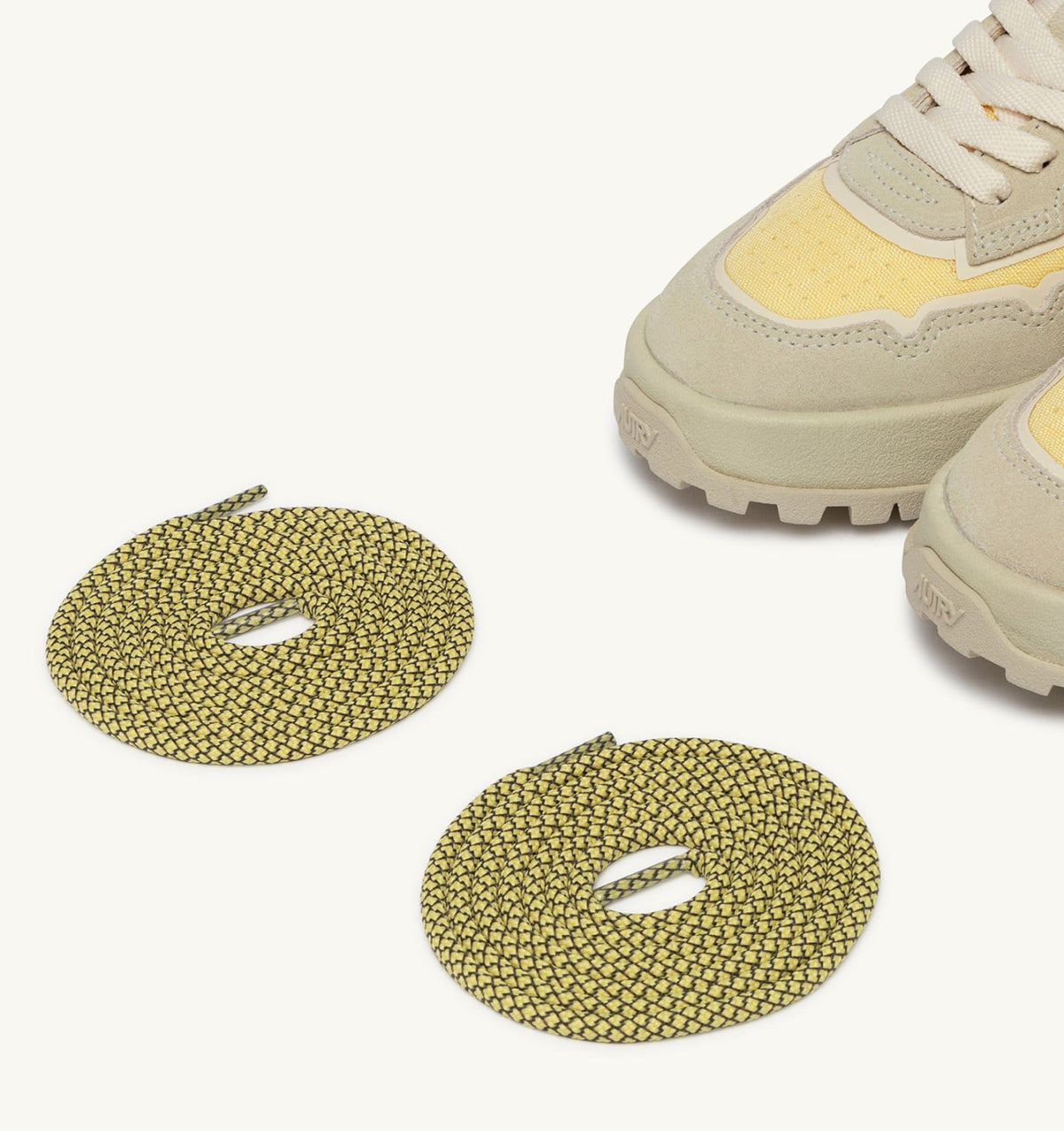 AUTRY Man WILDPACE LOW SNEAKERS IN WHITE AND LEMON MERINGUE CORDURA AND SUEDE