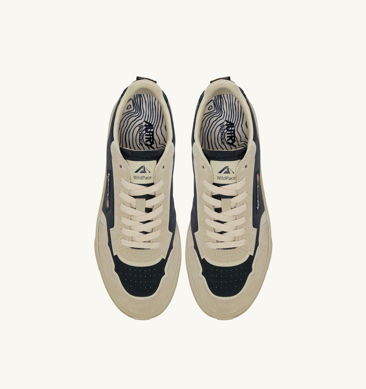 AUTRY Man WILDPACE LOW SNEAKERS IN WHITE AND SPACE BLUE CORDURA AND SUEDE