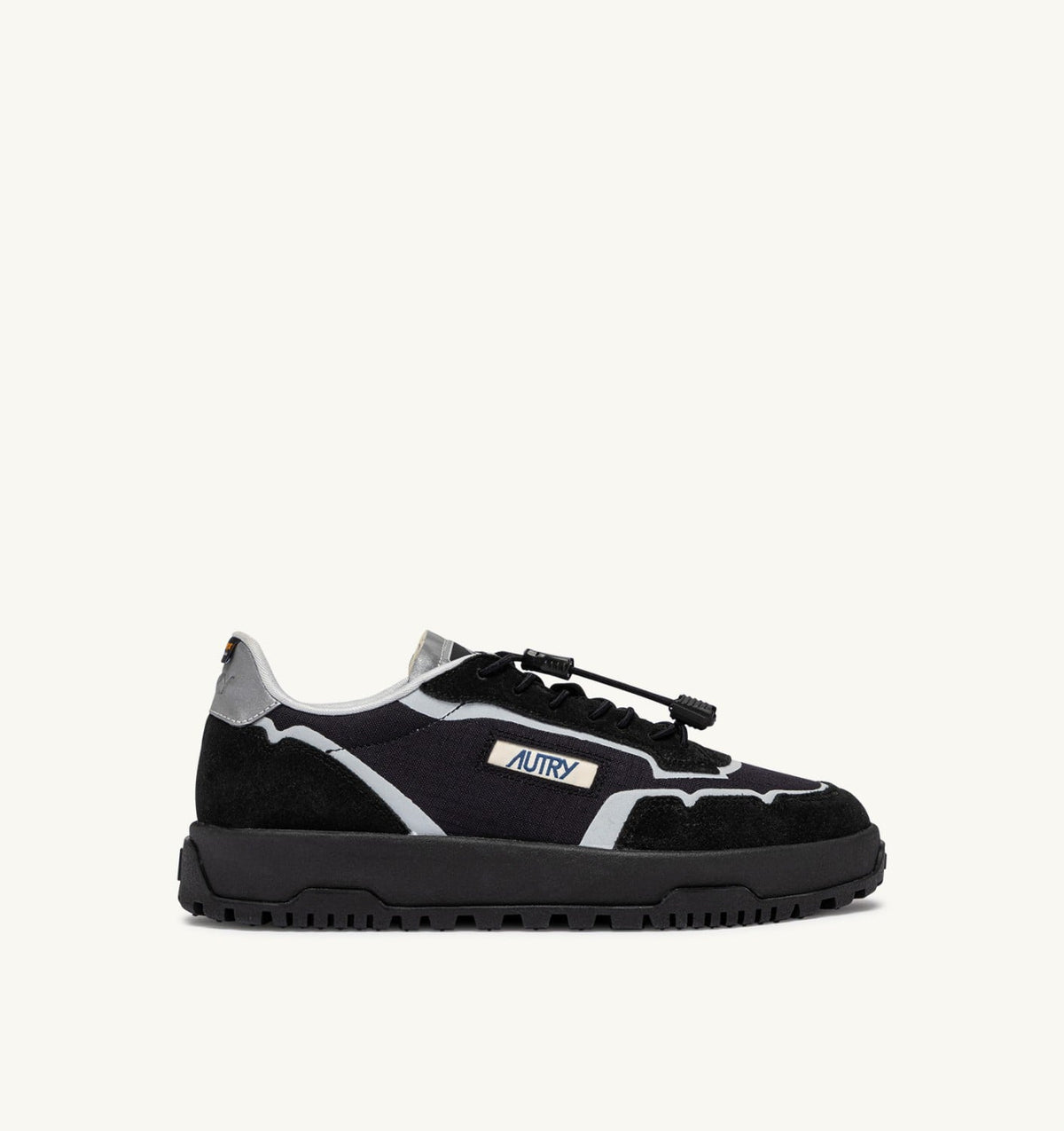 AUTRY Man WILDPACE LOW SNEAKERS IN BLACK AND SILVER RIPSTOP NYLON AND SUEDE