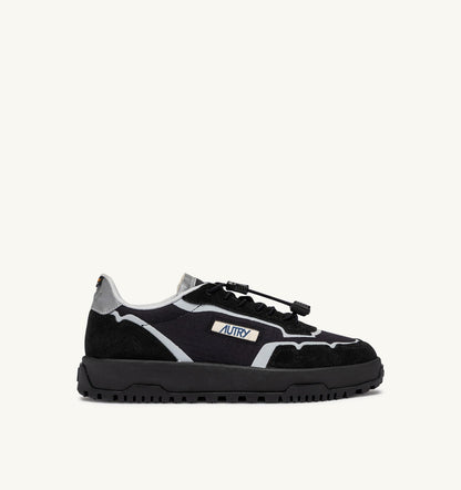 AUTRY Man WILDPACE LOW SNEAKERS IN BLACK AND SILVER RIPSTOP NYLON AND SUEDE