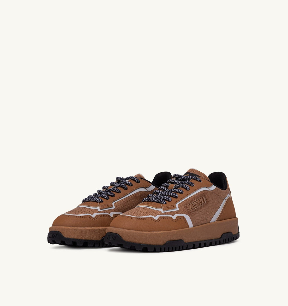 AUTRY Man WILDPACE LOW SNEAKERS IN RIPSTOP NYLON AND LEATHER COLOR BROWN SUGAR AND REFLEX