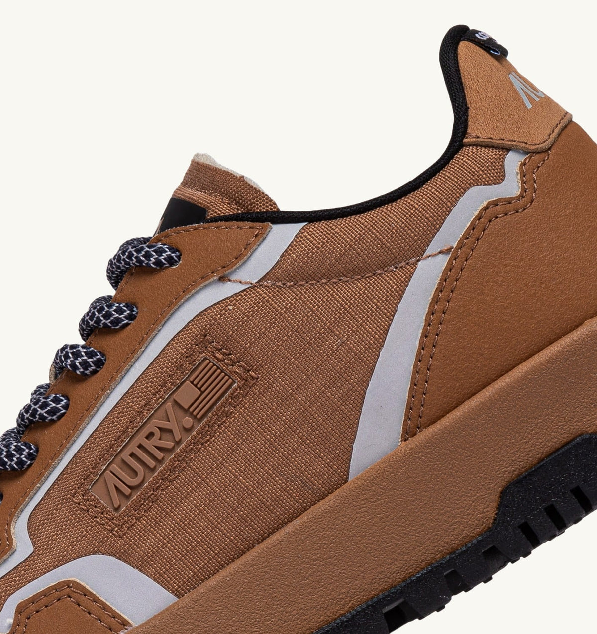 AUTRY Man WILDPACE LOW SNEAKERS IN RIPSTOP NYLON AND LEATHER COLOR BROWN SUGAR AND REFLEX