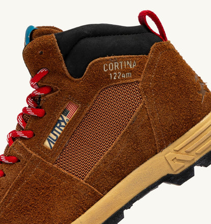 AUTRY Man MALGA CORTINA IN CHESTNUT AND FLAME SCARLET SUEDE