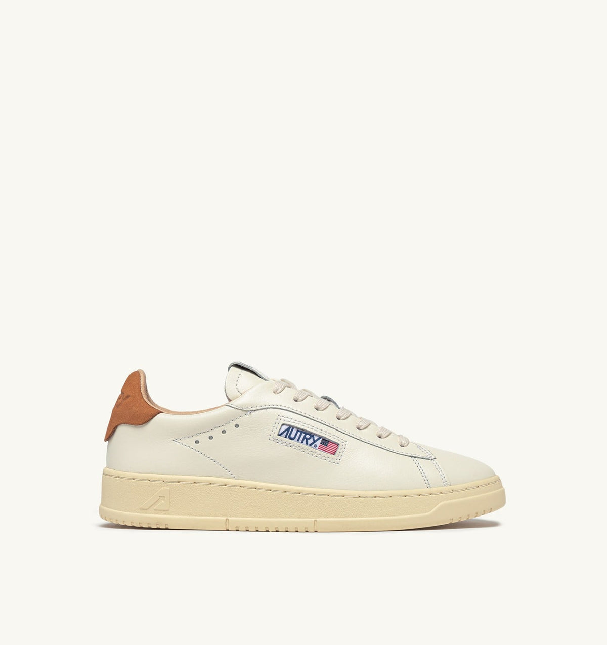 AUTRY Man DALLAS LOW SNEAKERS IN MARSHMALLOW AND BROWN SUGAR LEATHER