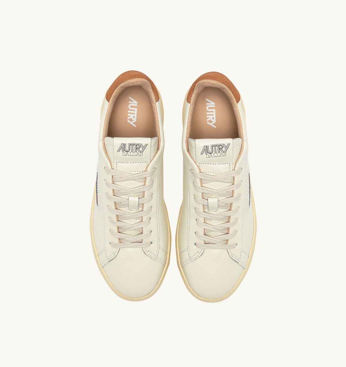 AUTRY Man DALLAS LOW SNEAKERS IN MARSHMALLOW AND BROWN SUGAR LEATHER