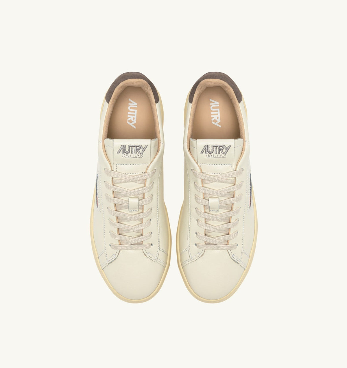 AUTRY Man DALLAS LOW SNEAKERS IN MARSHMALLOW AND MOREL LEATHER