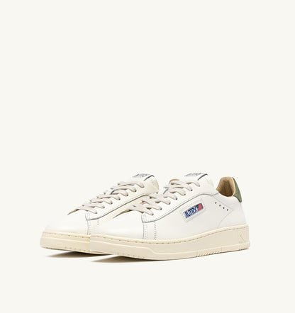 AUTRY Man DALLAS LOW SNEAKERS IN LODEN GREEN AND MARSHMALLOW LEATHER