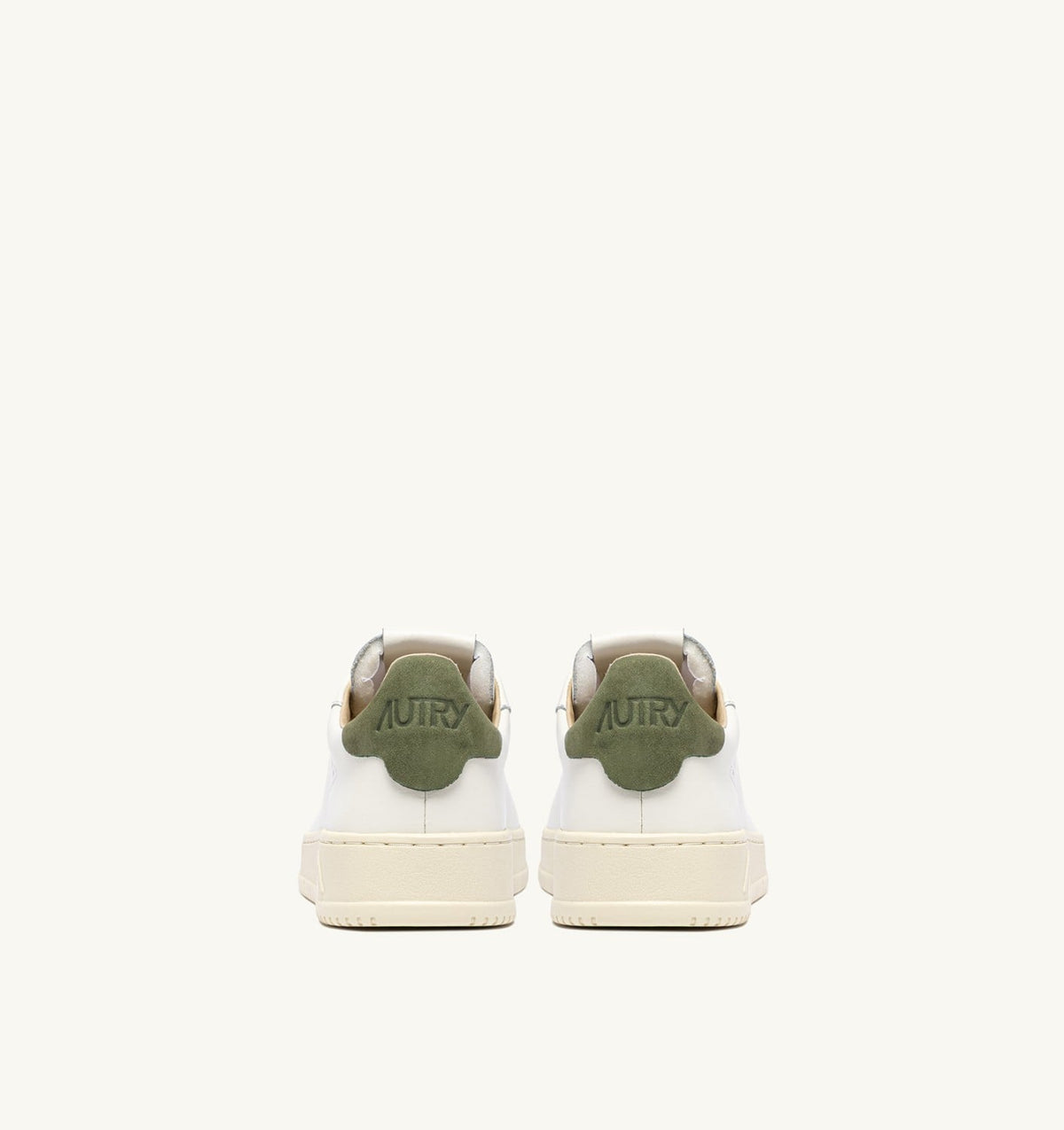 AUTRY Man DALLAS LOW SNEAKERS IN LODEN GREEN AND MARSHMALLOW LEATHER