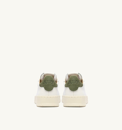 AUTRY Man DALLAS LOW SNEAKERS IN LODEN GREEN AND MARSHMALLOW LEATHER
