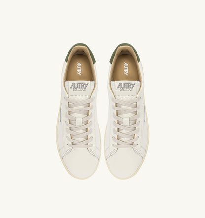 AUTRY Man DALLAS LOW SNEAKERS IN LODEN GREEN AND MARSHMALLOW LEATHER