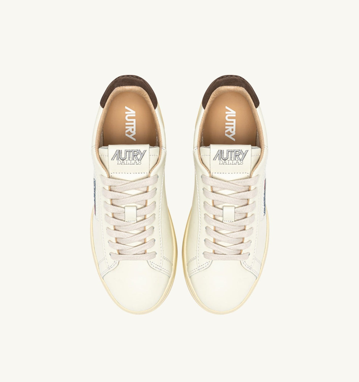 AUTRY Man DALLAS LOW SNEAKERS IN TEAK AND MARSHMALLOW LEATHER