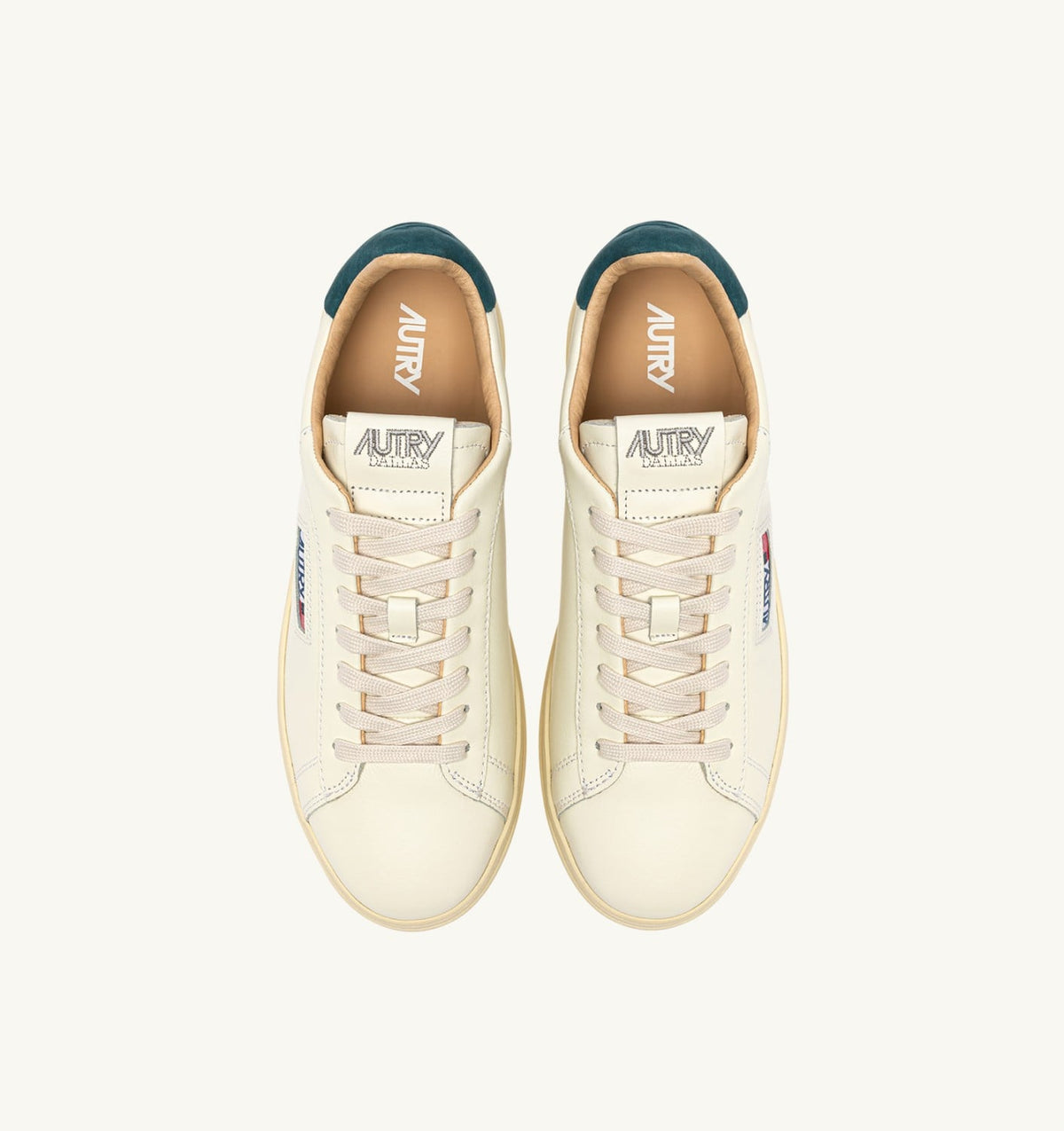 AUTRY Man DALLAS LOW SNEAKERS IN MARSHMALLOW AND DARK SEA LEATHER