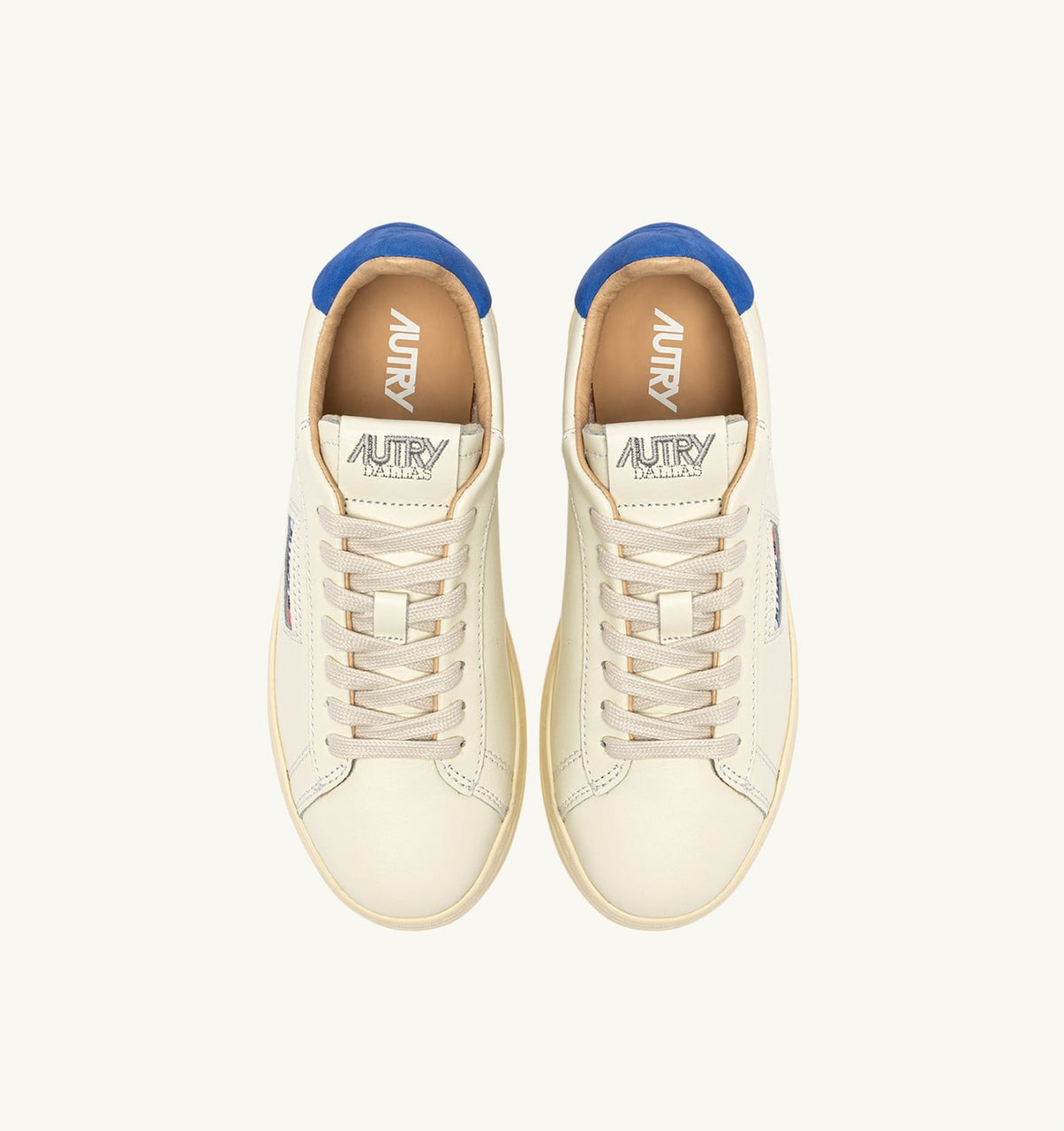 AUTRY Man DALLAS LOW SNEAKERS IN MARSHMALLOW AND LAPIS BLUE LEATHER