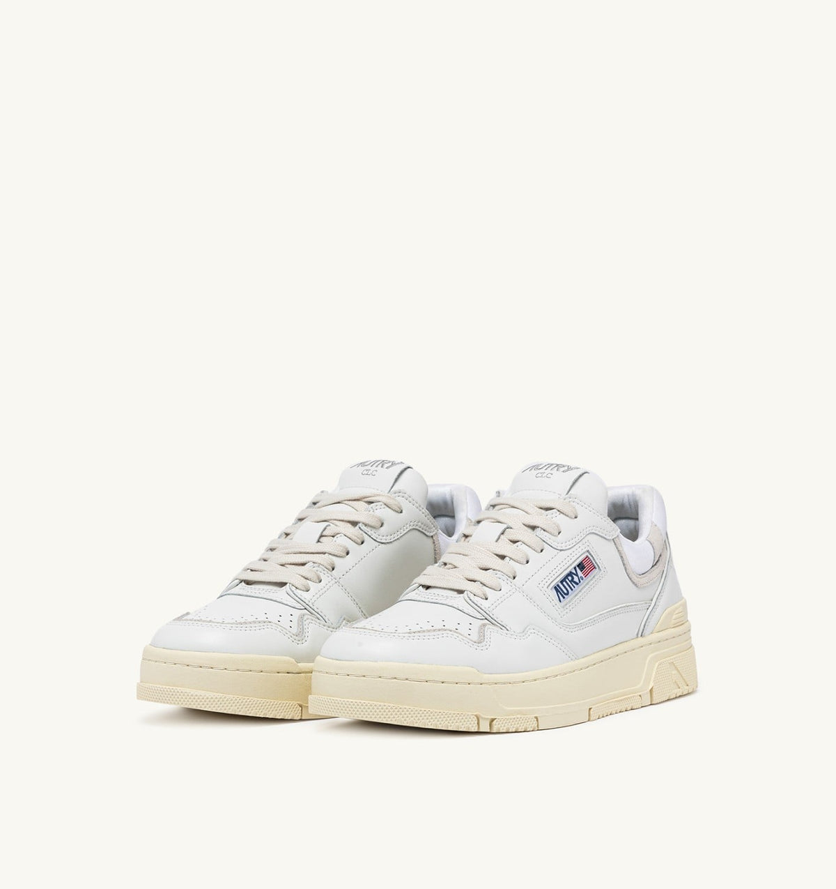 AUTRY Man CLC LOW SNEAKERS IN WHITE AND SUEDE LEATHER