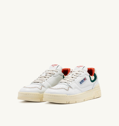 AUTRY Man CLC LOW SNEAKERS IN WHITE LEATHER AND FOREST SUEDE