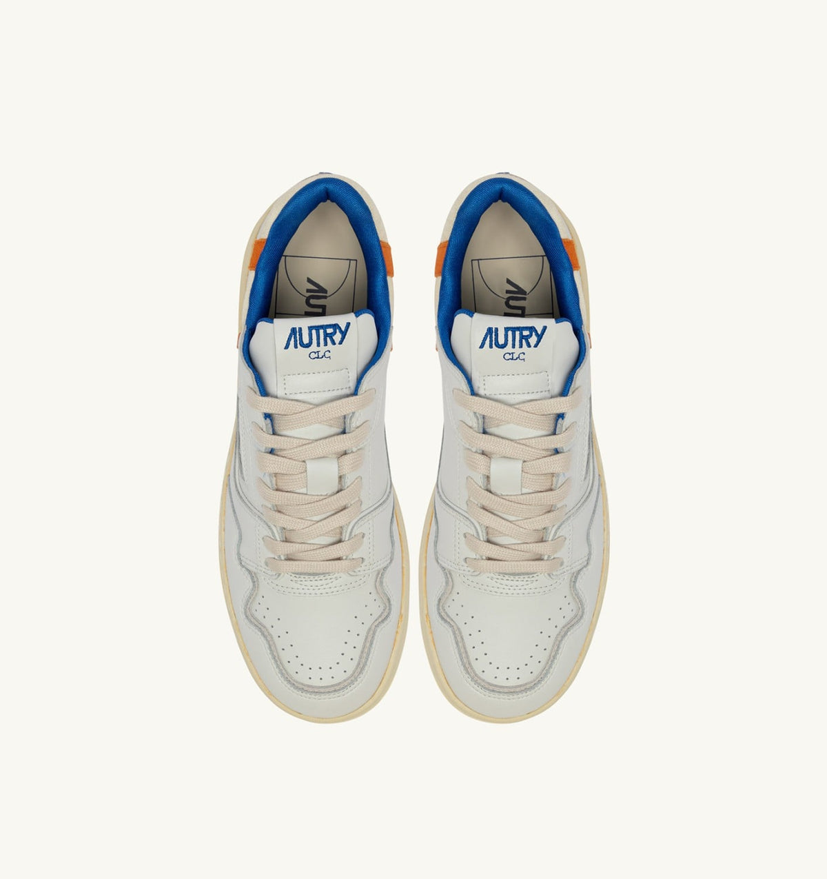 AUTRY Man SNEAKERS CLC LOW IN WHITE AND FANTA LEATHER