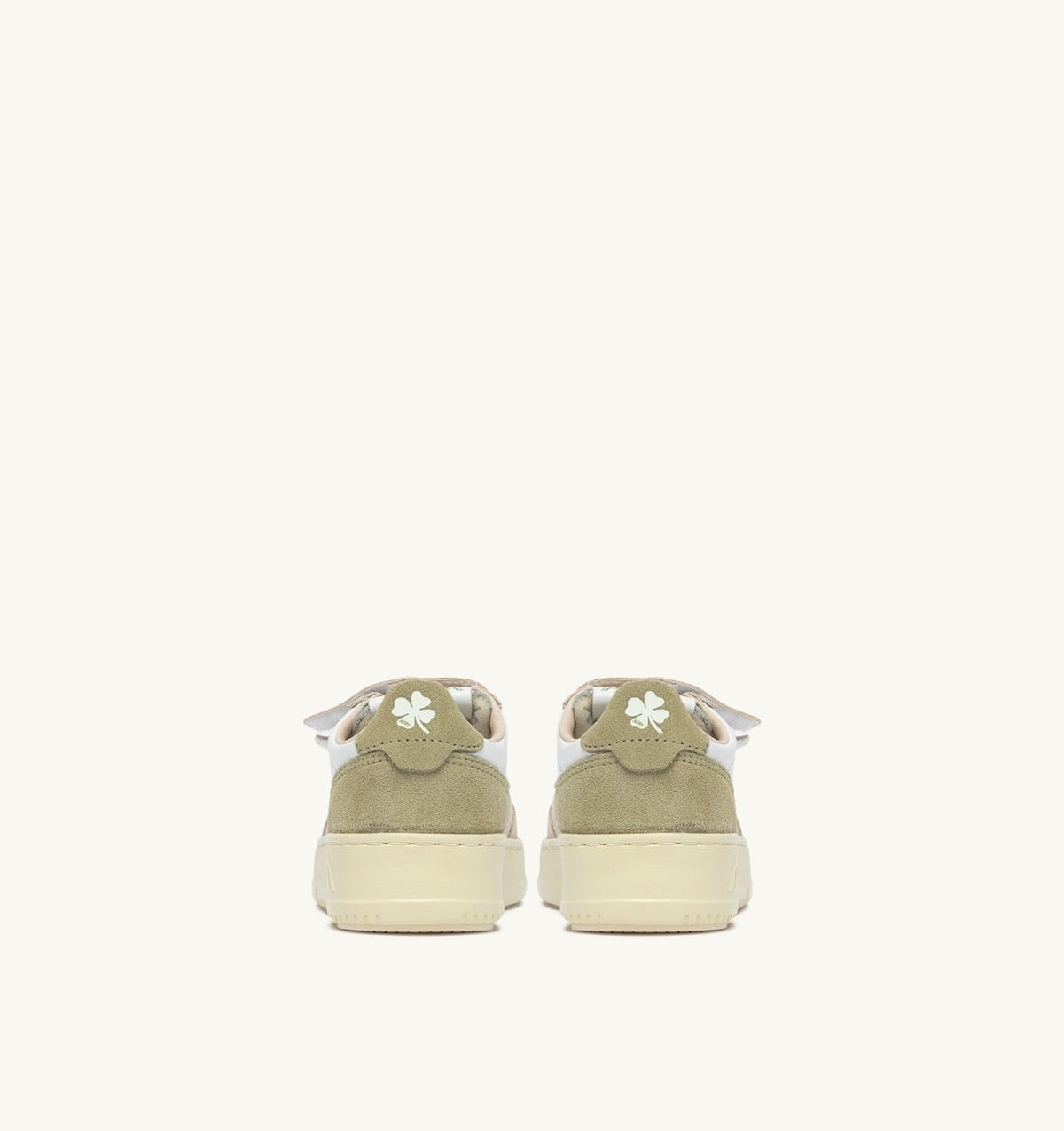 AUTRY Kid MEDALIST KIDSTRIPES SNEAKERS IN WHITE LEATHER AND GREEN AND SAND SUEDE