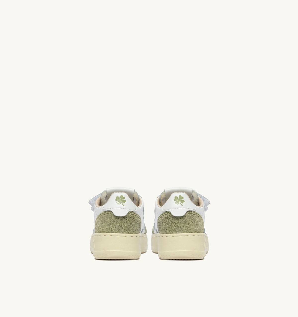 AUTRY Kid MEDALIST KIDSTRIPES SNEAKERS IN WHITE LEATHER AND GLITTER SAGE LEATHER
