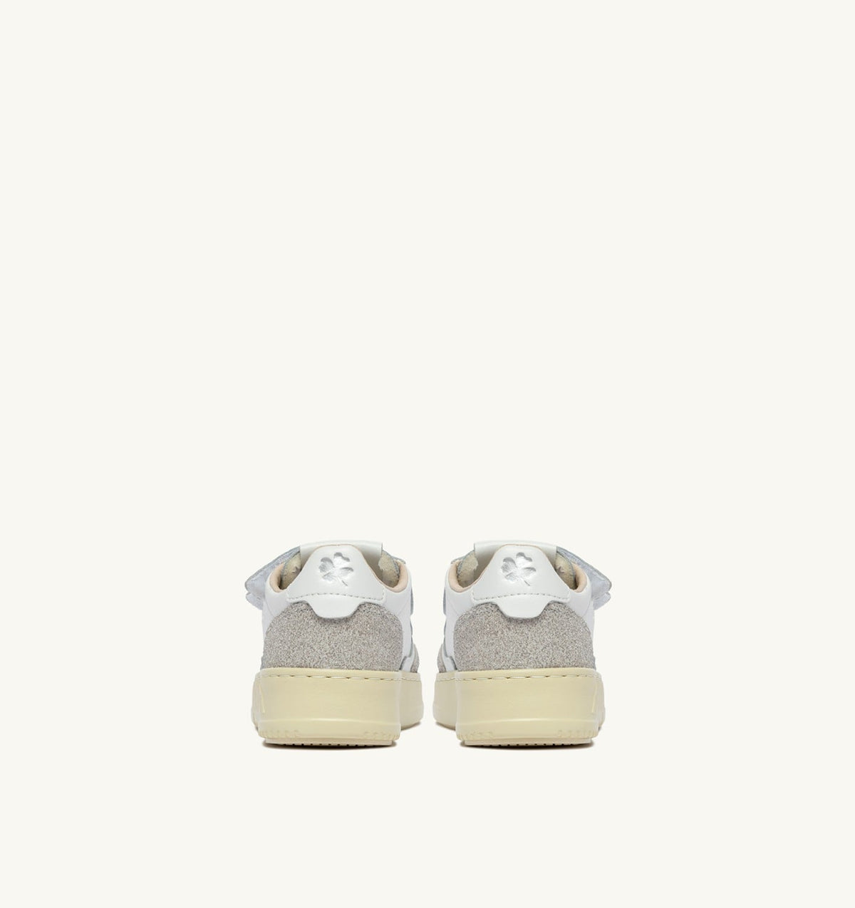 AUTRY Kid MEDALIST KIDSTRIPES SNEAKERS IN WHITE LEATHER AND GLITTER GRAY LEATHER