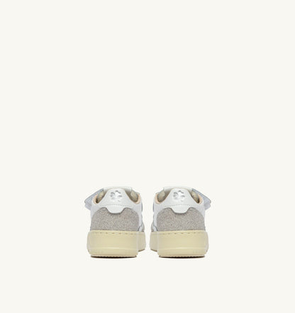 AUTRY Kid MEDALIST KIDSTRIPES SNEAKERS IN WHITE LEATHER AND GLITTER GRAY LEATHER