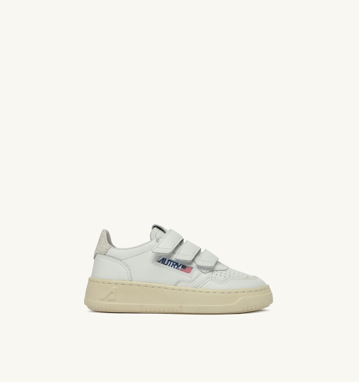 AUTRY Kid MEDALIST LOW KIDSTRIPES SNEAKERS IN LEATHER COLOR WHITE AND GLITTER