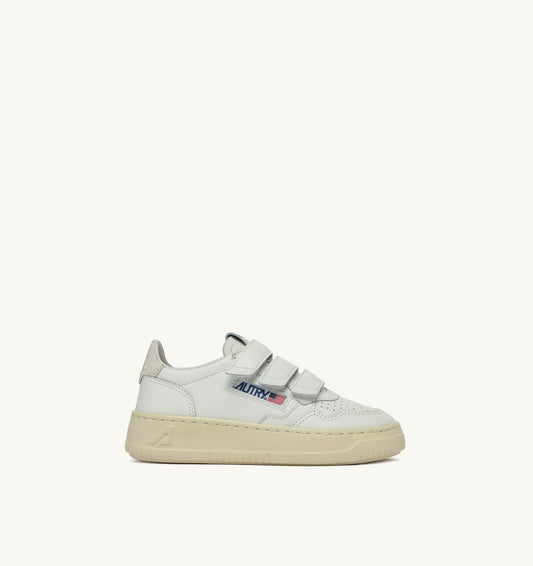 AUTRY Kid MEDALIST LOW KIDSTRIPES SNEAKERS IN LEATHER COLOR WHITE AND GLITTER