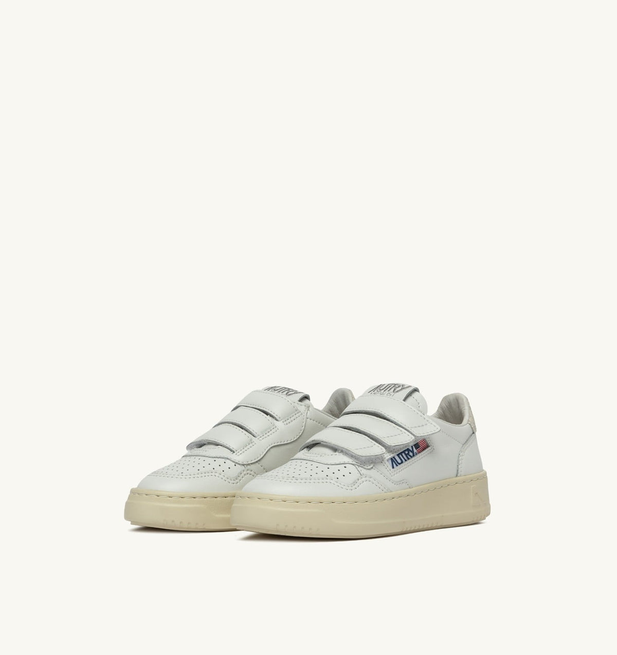 AUTRY Kid MEDALIST LOW KIDSTRIPES SNEAKERS IN LEATHER COLOR WHITE AND GLITTER