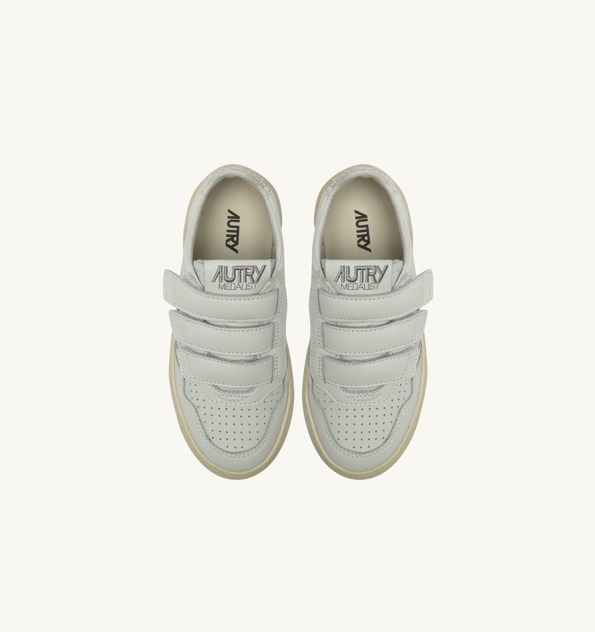AUTRY Kid MEDALIST LOW KIDSTRIPES SNEAKERS IN LEATHER COLOR WHITE AND GLITTER
