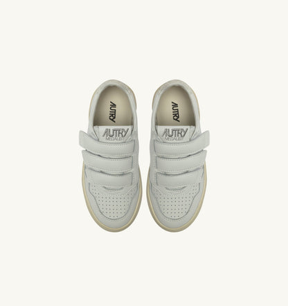 AUTRY Kid MEDALIST LOW KIDSTRIPES SNEAKERS IN LEATHER COLOR WHITE AND GLITTER