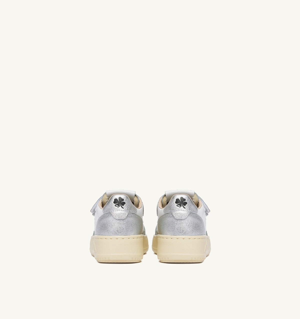 AUTRY Kid MEDALIST KIDSTRIPES LOW BICOLOR SNEAKERS IN WHITE AND SILVER LEATHER