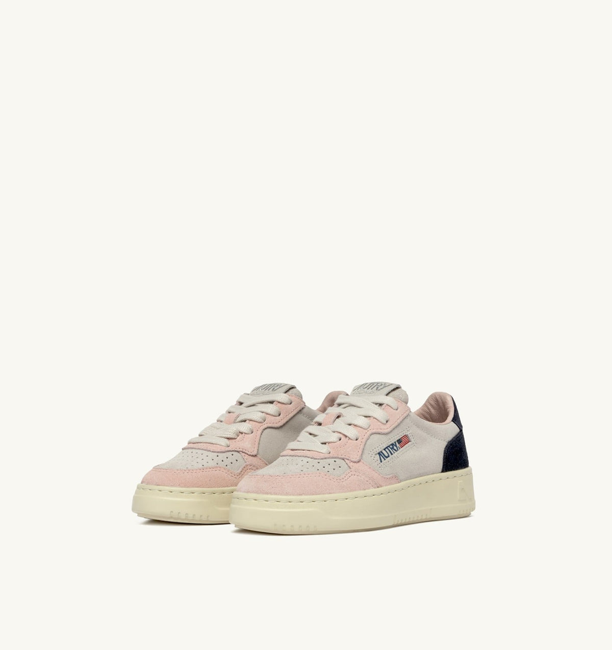 AUTRY Kid MEDALIST KIDS LOW SNEAKERS IN SUEDE COLOR ATLANTIC WHITE AND ROSEMARY