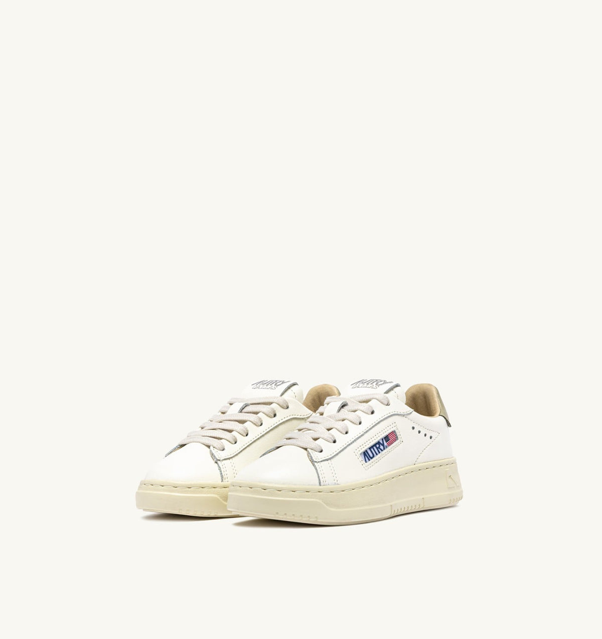 AUTRY Kid SNEAKERS DALLAS KIDS LOW IN MARSHMALLOW AND GRAY GREEN LEATHER