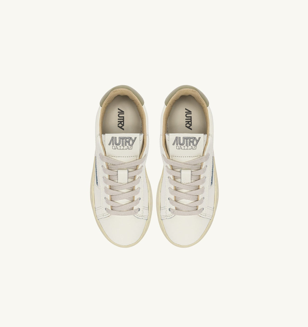 AUTRY Kid SNEAKERS DALLAS KIDS LOW IN MARSHMALLOW AND GRAY GREEN LEATHER
