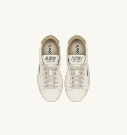AUTRY Kid SNEAKERS DALLAS KIDS LOW IN MARSHMALLOW AND GRAY GREEN LEATHER
