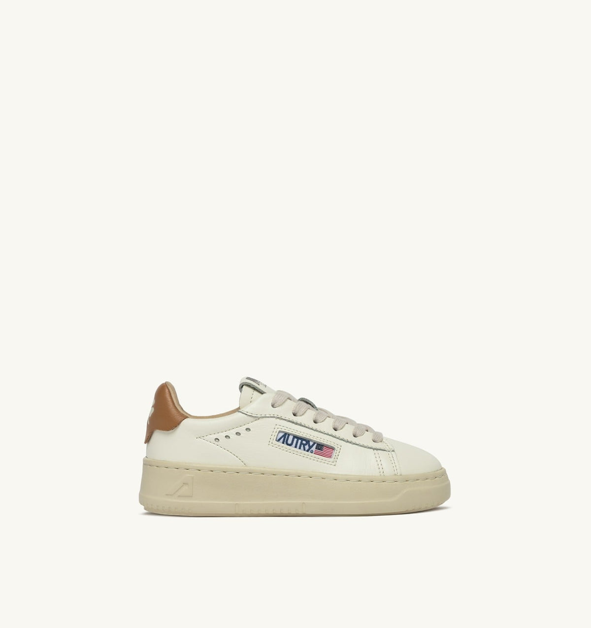 AUTRY Kid DALLAS KIDS KIDS LOW SNEAKERS IN LEATHER COLOR MARSHMALLOW AND BROWN SUGAR